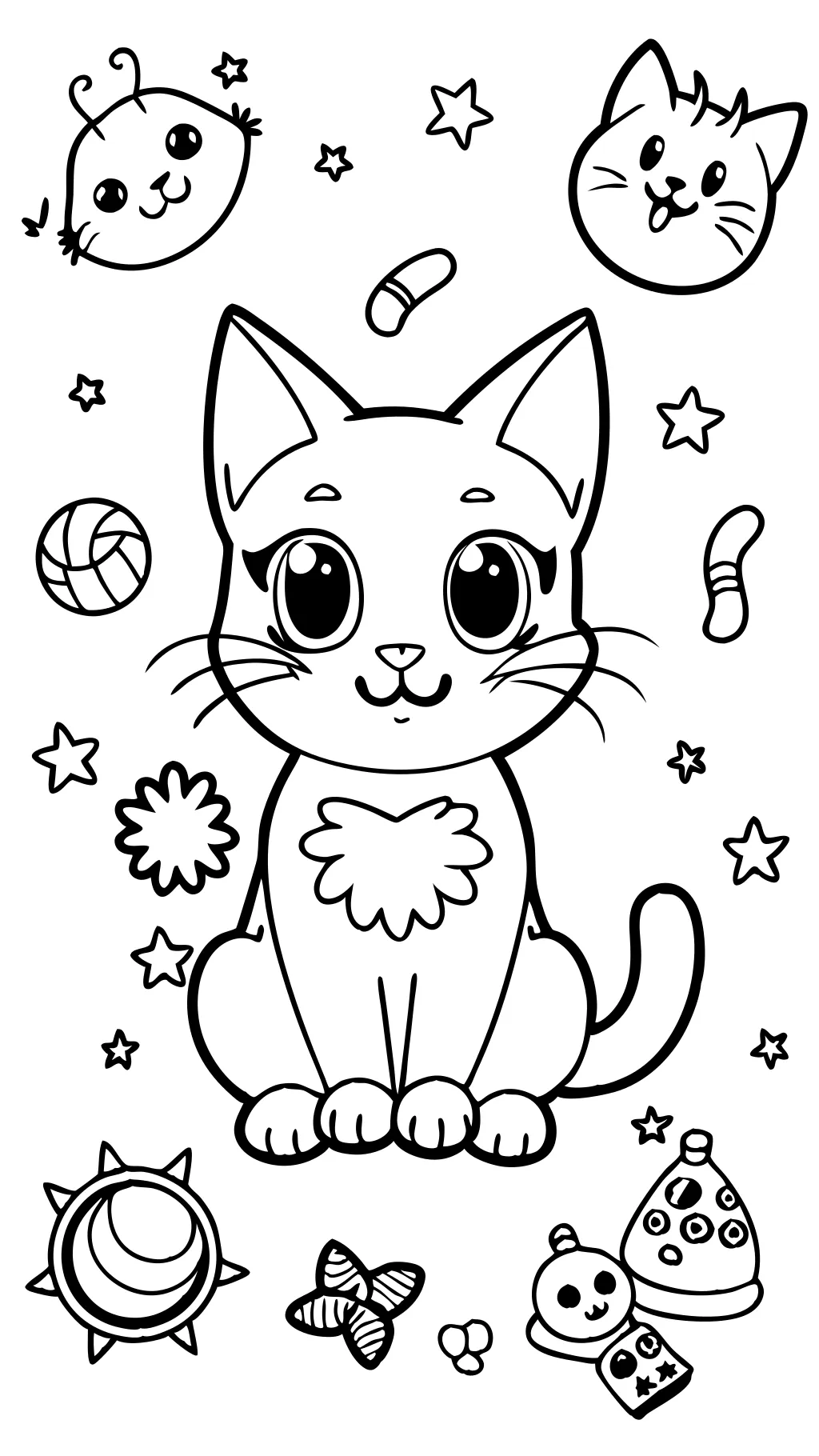 anime cats coloring pages